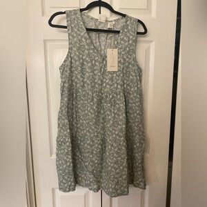 Joie Green Linen Floral Dress Medium